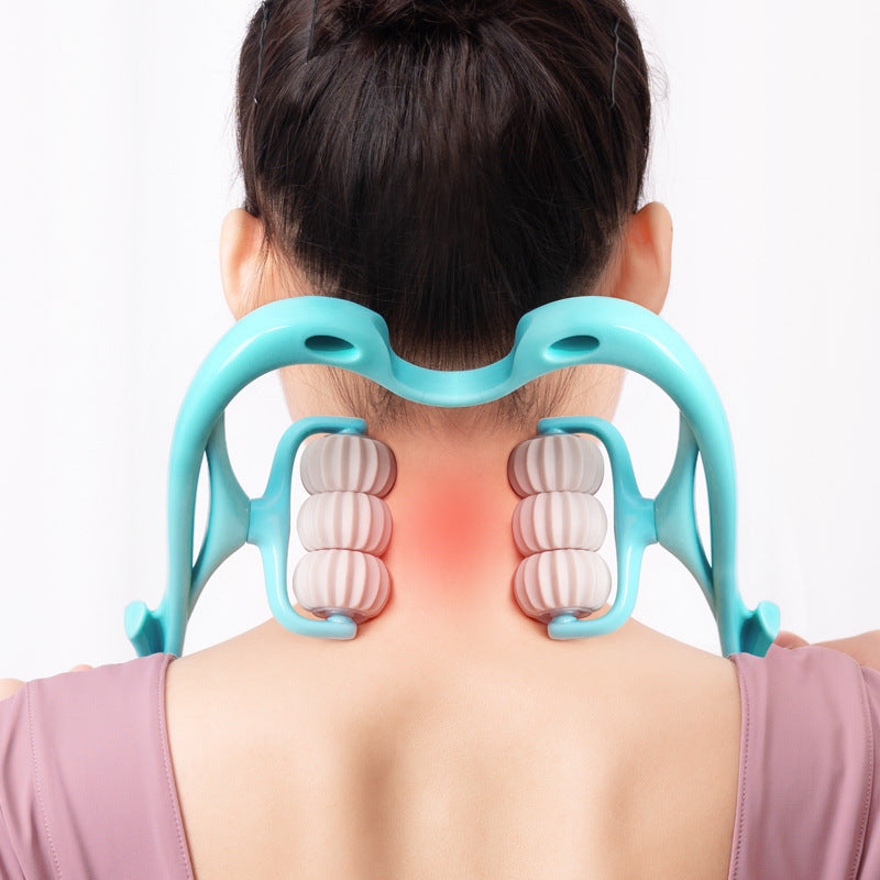 Multifunctional Manual Six-wheel Neck Massager Massage Relieve Roller Massage Tool by null