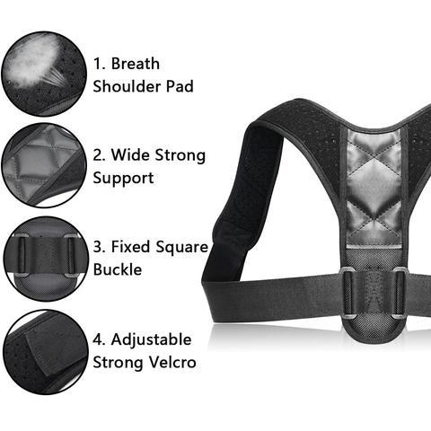 Adjustable Posture Corrector Back Support Strap Brace Shoulder Spine Support Lumbar Posture Orthopedic Belt by null