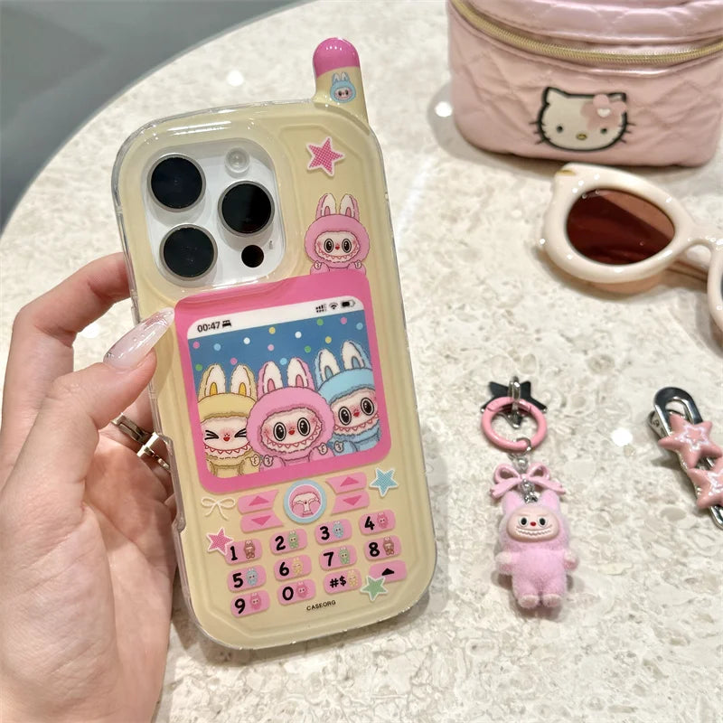 Funny Cute 3D Mobile Phone Shape Case For iPhone 16 Pro 15 14 13 Pro Max Back Cover with Charm Kawaii Cartoon Silicone Cases by Quickfindgoods