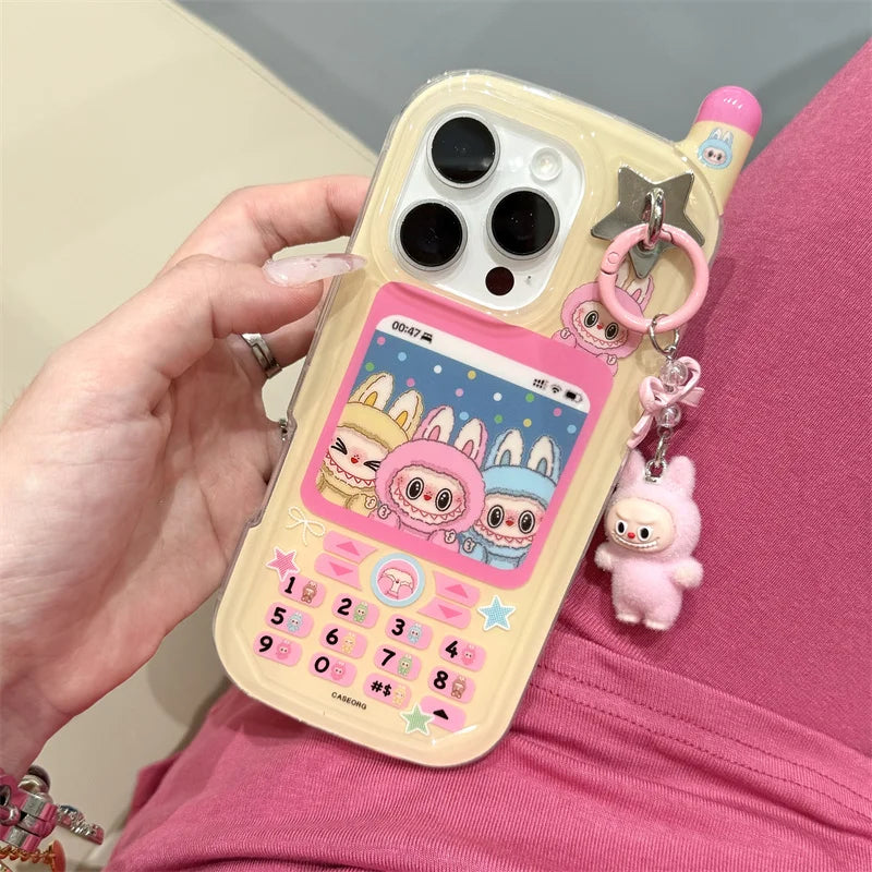 Funny Cute 3D Mobile Phone Shape Case For iPhone 16 Pro 15 14 13 Pro Max Back Cover with Charm Kawaii Cartoon Silicone Cases by Quickfindgoods