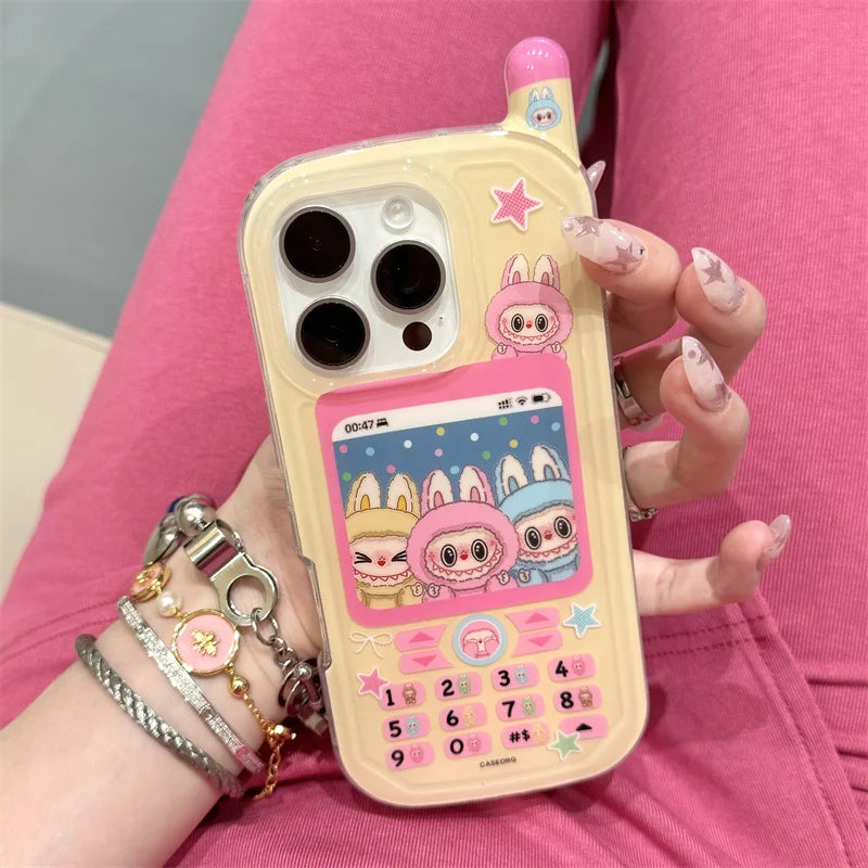 Funny Cute 3D Mobile Phone Shape Case For iPhone 16 Pro 15 14 13 Pro Max Back Cover with Charm Kawaii Cartoon Silicone Cases by Quickfindgoods