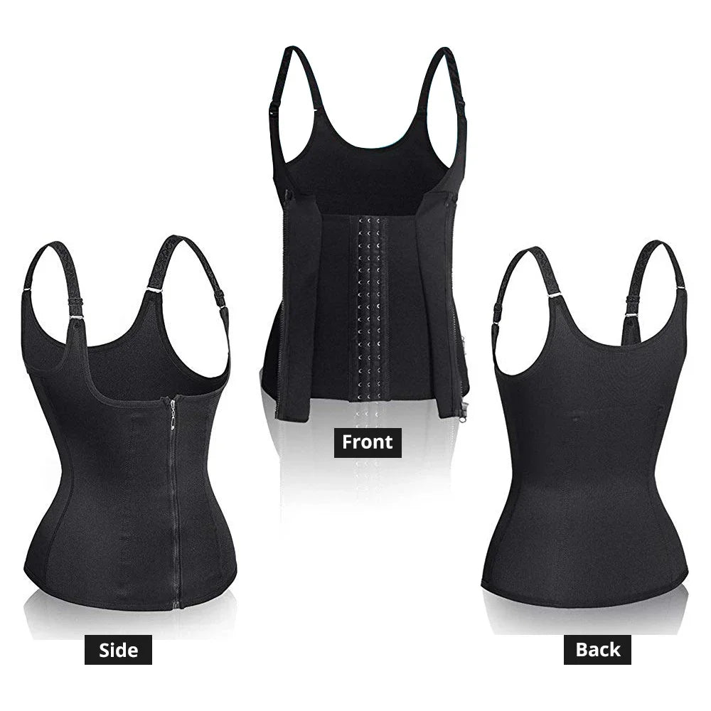 Waist Trainer Tank Top For Women Zipper Body Shaper Tummy Control Sleeveless Top, Women's Activewear Body Shaping Underwear by Quickfindgoods
