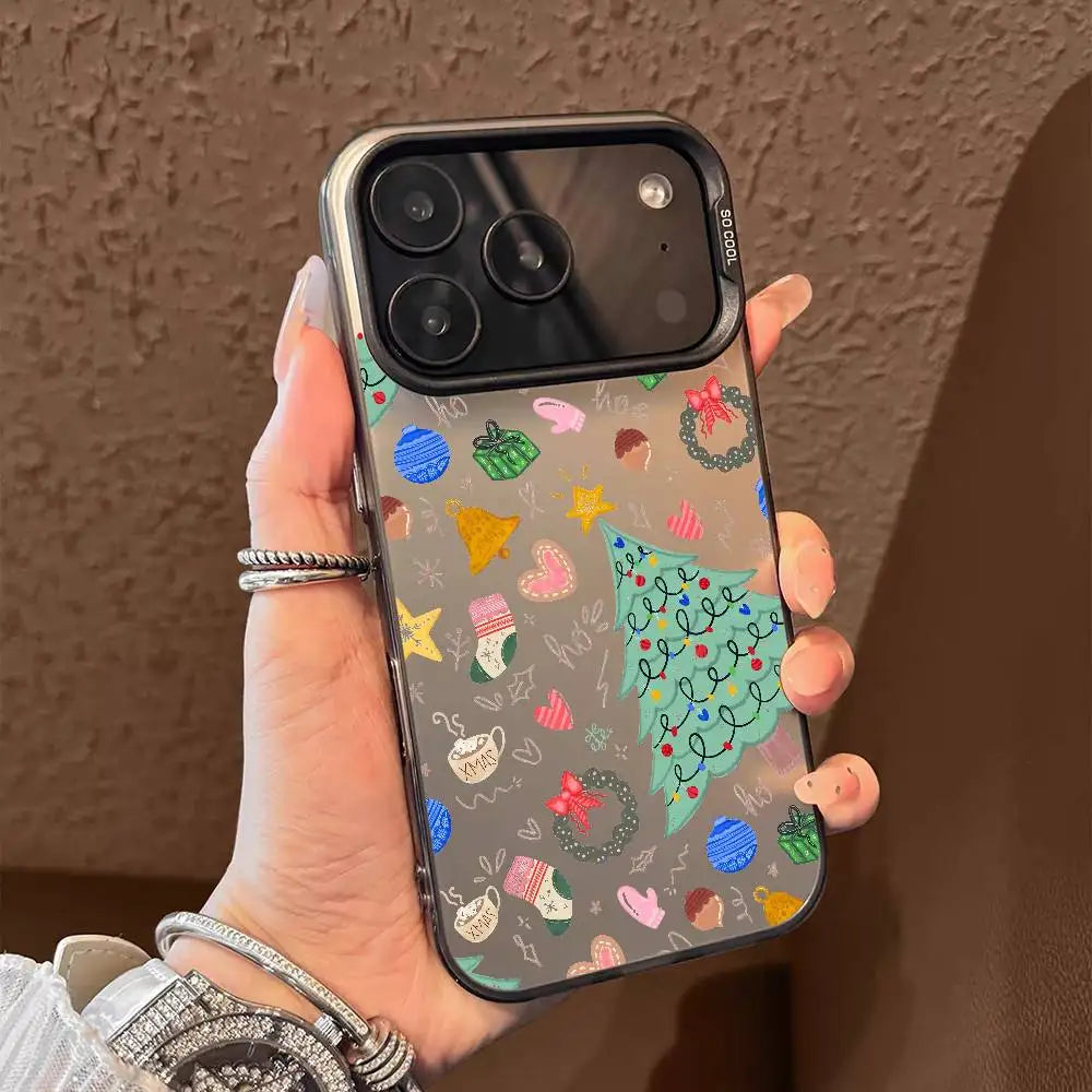 Christmas Tree Comic Version Phone Case For IPhone 17 16 15 14 13 12 11 Pro Max Air Multicolor Matte Laser Metallic Aurora Funda