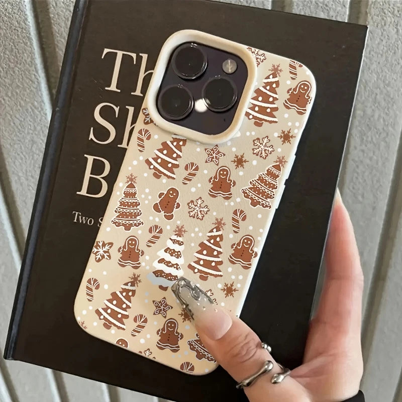 Christmas Phone Case For iPhone 17 11 13 12 15 14 16 Pro Max XS XR X 7 8 Plus 17 Air Snowman Christmas Tree Lychee Texture Cover