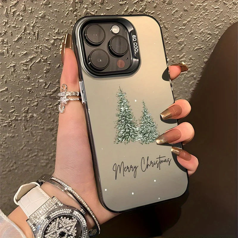 Christmas tree  phone case, for iPhone 16 15 14 13 Pro 12 11 Pro Xs X XR Max Laser Hard PC+TPU Cases Back Cover