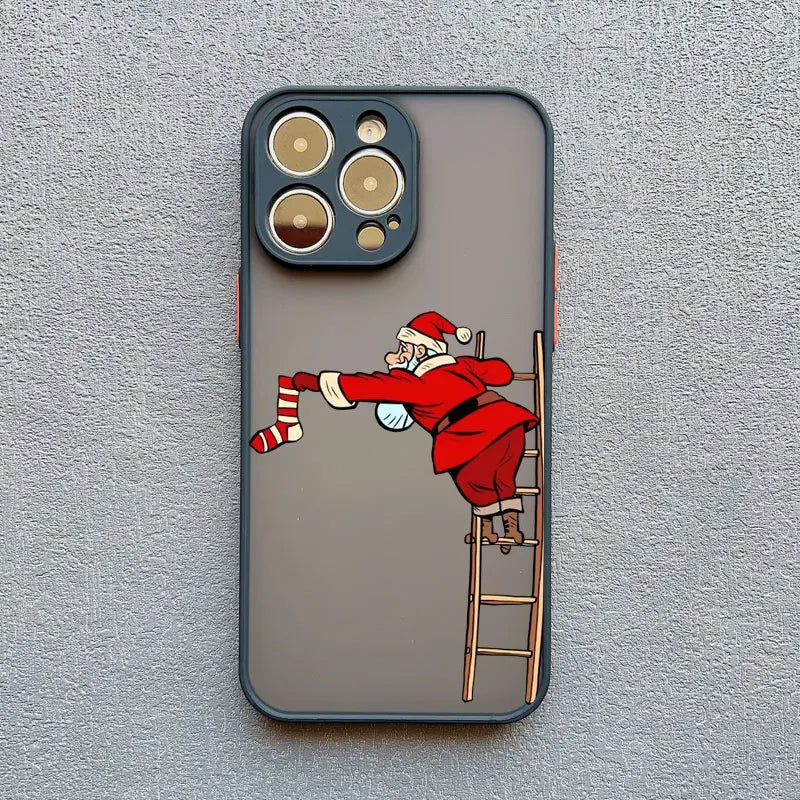 Luxury Cartoon Christmas Phone Cases for IPhone 14 15 Pro Max Plus 11 12 13 Mini Pro Max XS XR X Simple Santa Shockproof Cases