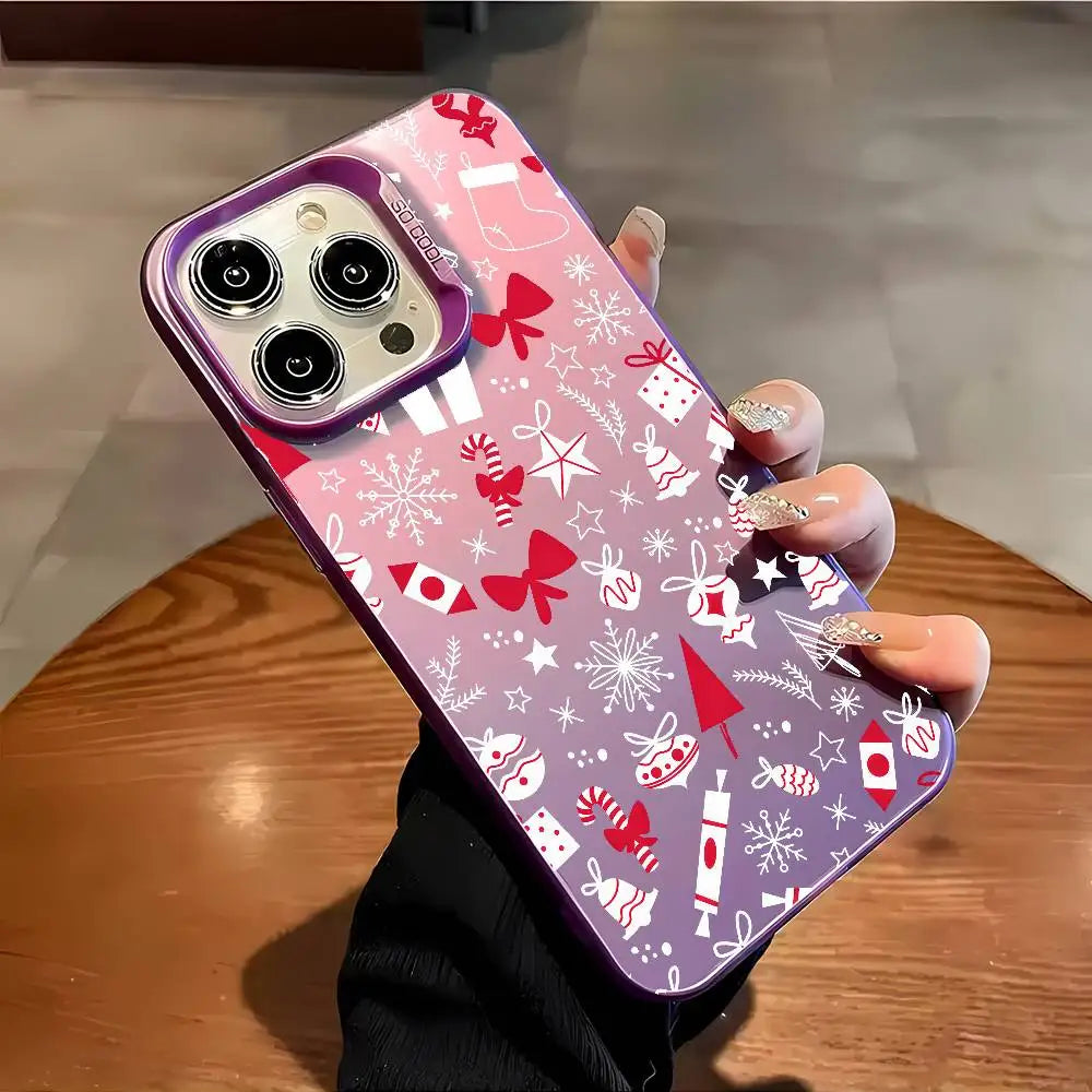 Christmas New Year Phone Case For iPhone 17 16 15 14 13 12 Pro Max Plus Colorful Gradient Soft TPU Back Cover
