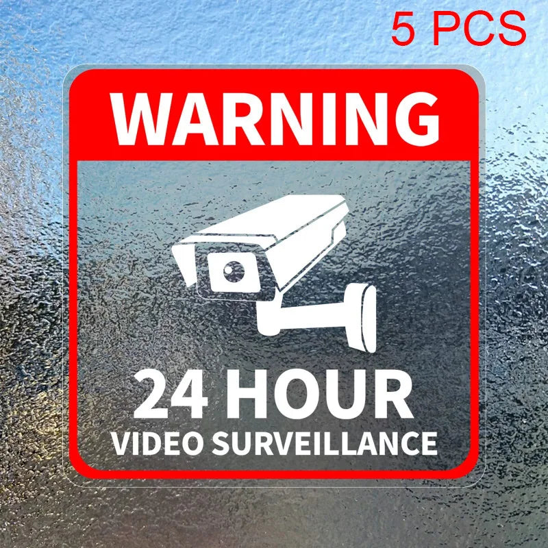 5/10Pcs/pack Waterproof Warning Security Sticker 24 Hour Video Surveillance Signs For Alarm Monitoring Fake Camera Accessories by Quickfindgoods