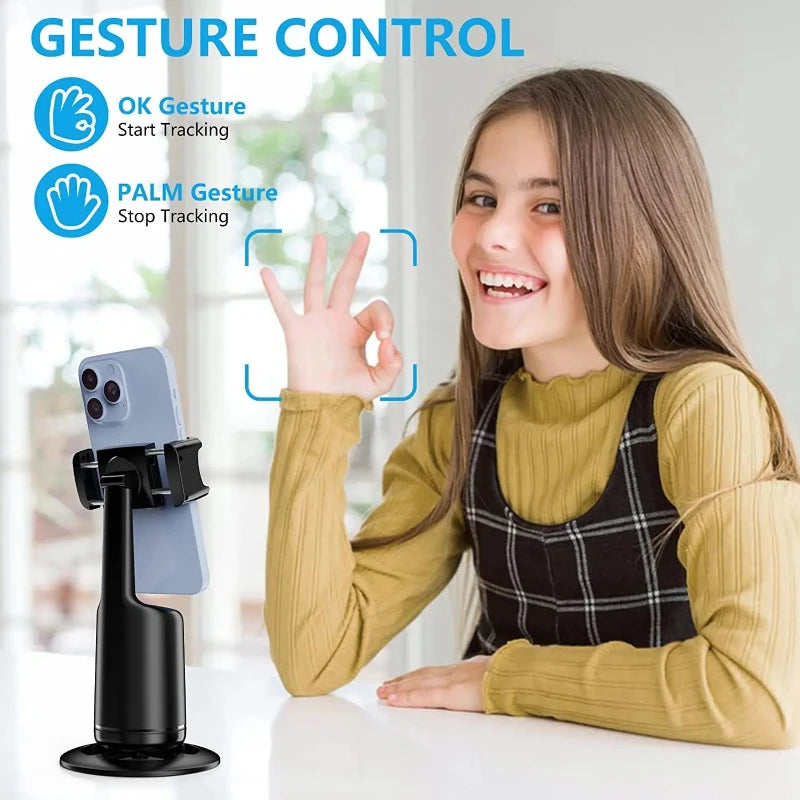Auto Tracking Shooting Gimbal AI Camera Recognition Body Face Track 360 Rotation Intelligent