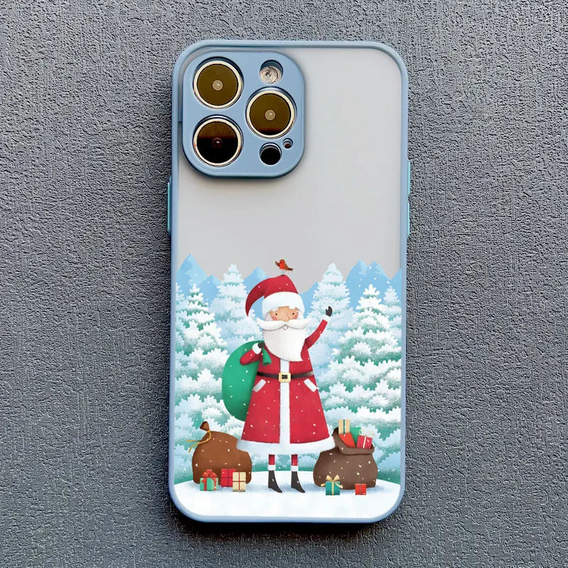 Luxury Cartoon Christmas Phone Cases for IPhone 14 15 Pro Max Plus 11 12 13 Mini Pro Max XS XR X Simple Santa Shockproof Cases