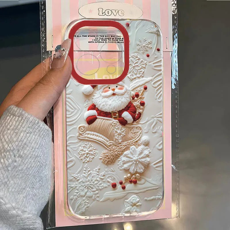 Christmas Tree Santa Claus Clear Phone Case For iPhone 16 Cases iPhone 17 Air 14 12 13 15 Pro Max XS X XR 8 7 Plus TPU Cover