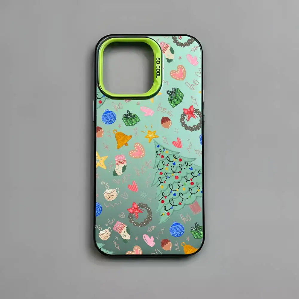 Christmas Tree Comic Version Phone Case For IPhone 17 16 15 14 13 12 11 Pro Max Air Multicolor Matte Laser Metallic Aurora Funda