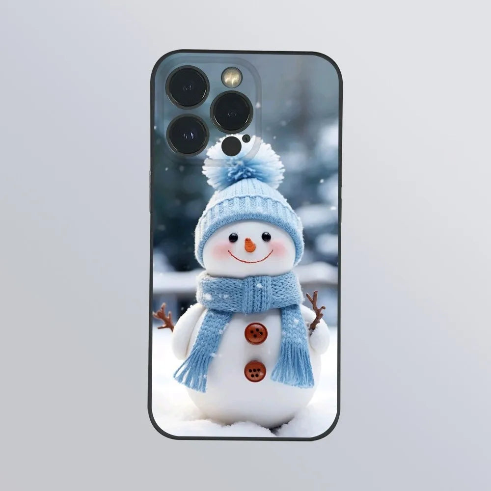 Christmas Winter Snowman Cute Phone Case For IPhone 16 15 14 13 12 11 Pro Max Plus Mini Frosted Soft Shell Funda