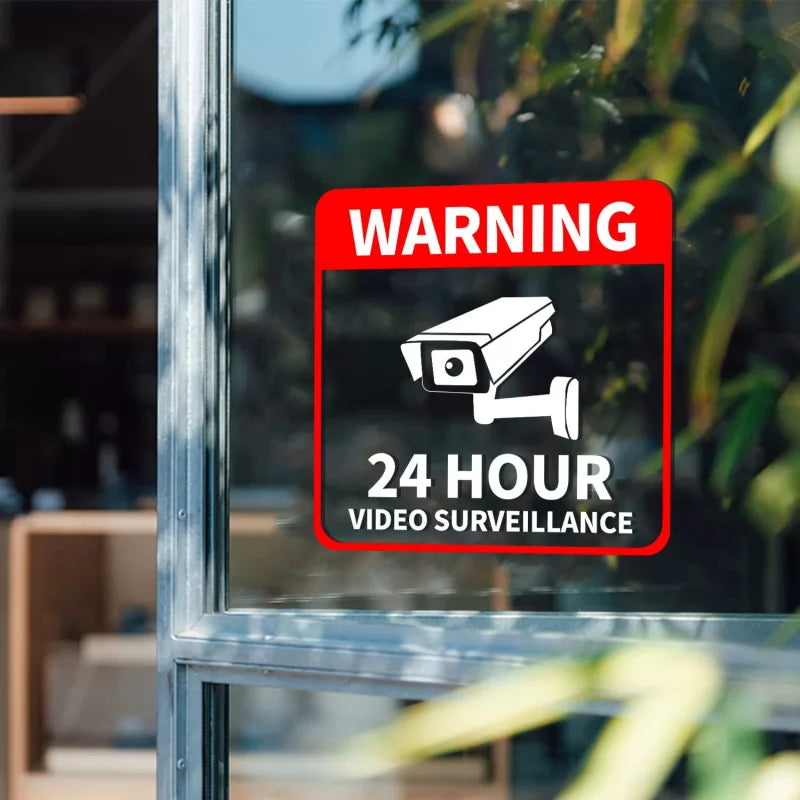 5/10Pcs/pack Waterproof Warning Security Sticker 24 Hour Video Surveillance Signs For Alarm Monitoring Fake Camera Accessories by Quickfindgoods