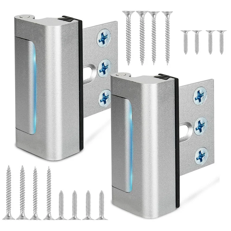 FULL-2Pack Home Security Door Reinforcement Lock Security Door Locks Home Prevent Unauthorized Entry Forkids Safety Silver by Quickfindgoods