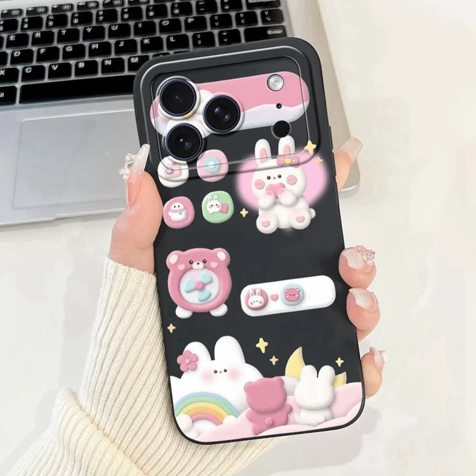 Cute Cartoon Phone Case For iPhone 17 Pro Max 17 Air Soft Silicone Shockproof Cases For iPhone17 17Pro 17Air Covers Bumpers