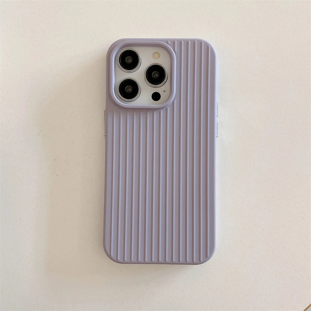 Macaron Cream Solid Color Premium Cute Phone Case For iPhone 15 14 13 12 11 Stylish Stripe Simple Slim Drop Protection Cover by Quickfindgoods