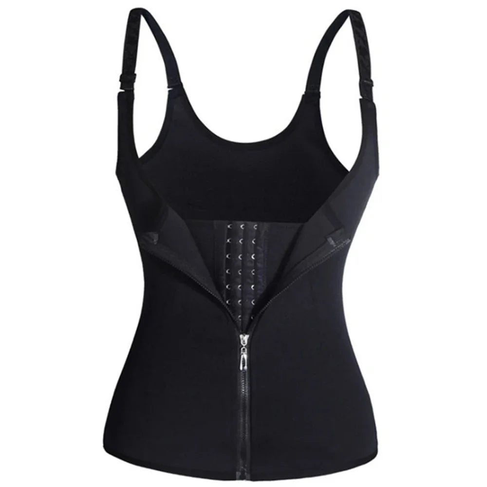 Waist Trainer Tank Top For Women Zipper Body Shaper Tummy Control Sleeveless Top, Women's Activewear Body Shaping Underwear by Quickfindgoods