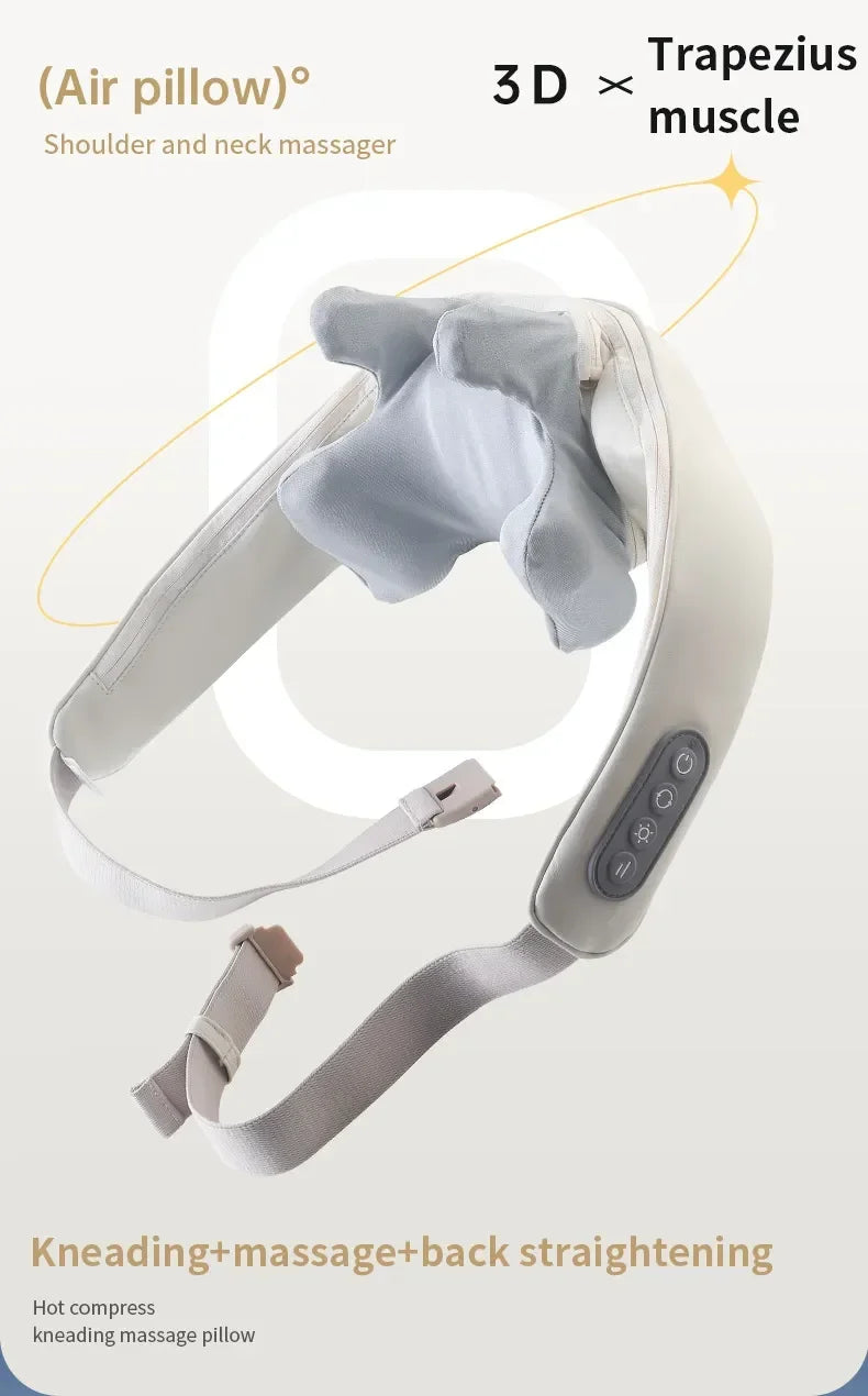 Electric Shoulder Kneading Massage Shawl Automatic Neck Back Massager Wireless Back Muscle Trapezius Relaxing Massage Pillow