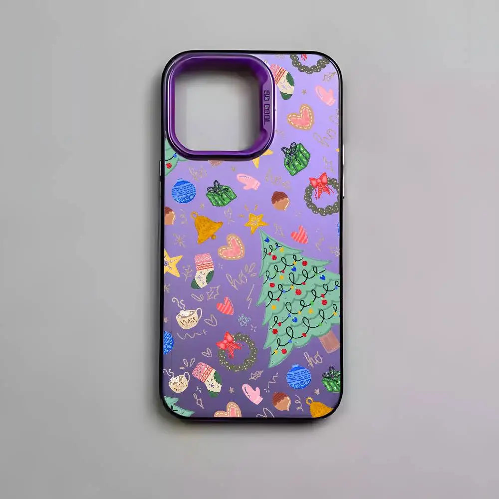 Christmas Tree Comic Version Phone Case For IPhone 17 16 15 14 13 12 11 Pro Max Air Multicolor Matte Laser Metallic Aurora Funda
