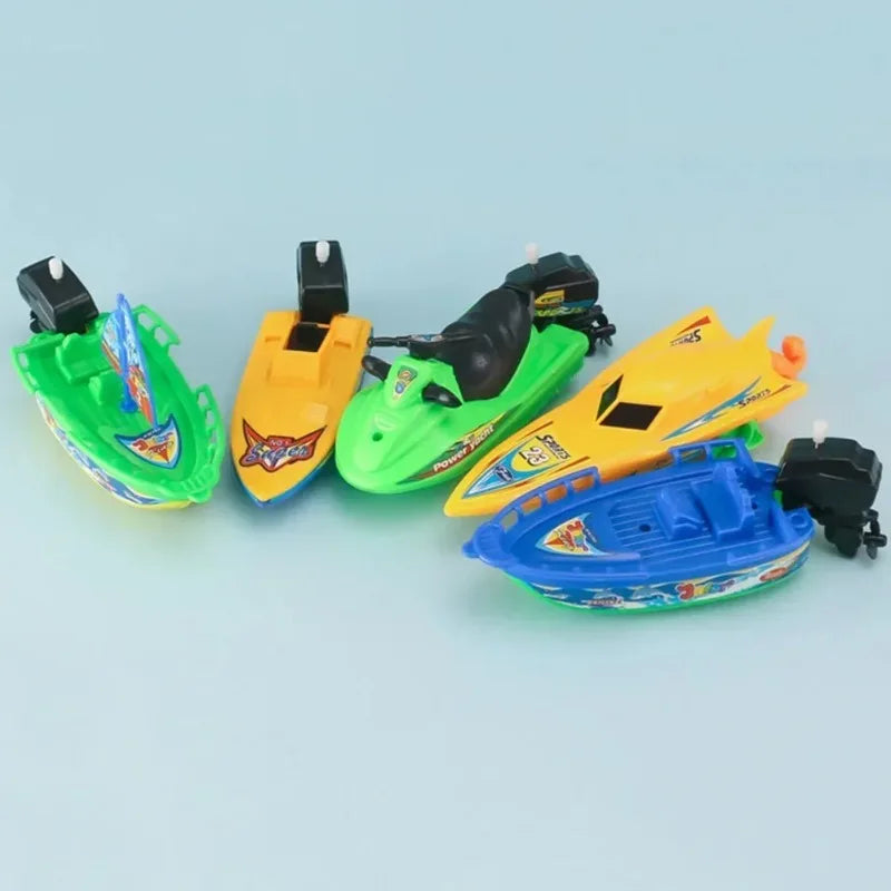 Wind Up Clockwork Float In Water Speed Boat Ship Children Bath Toys Random Color Kids Pool Swimming Bathtub Bath Toys