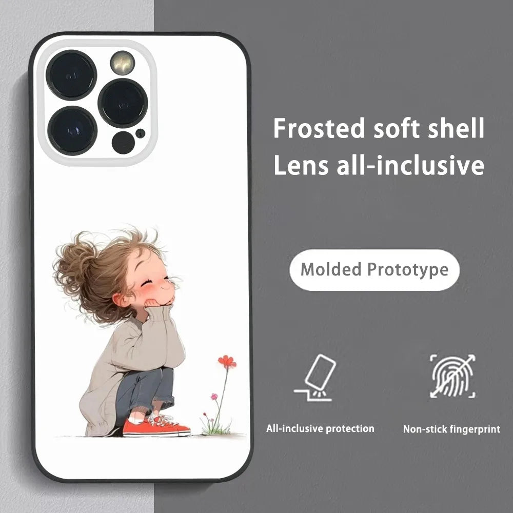 Cute Angry Little Girl Phone Case For iPhone 16 15 14 13 Pro Max Plus Mini Frosted Soft Shell Funda Shockproof Cases by Quickfindgoods