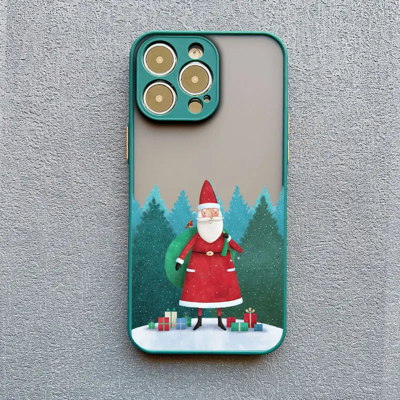 Luxury Cartoon Christmas Phone Cases for IPhone 14 15 Pro Max Plus 11 12 13 Mini Pro Max XS XR X Simple Santa Shockproof Cases
