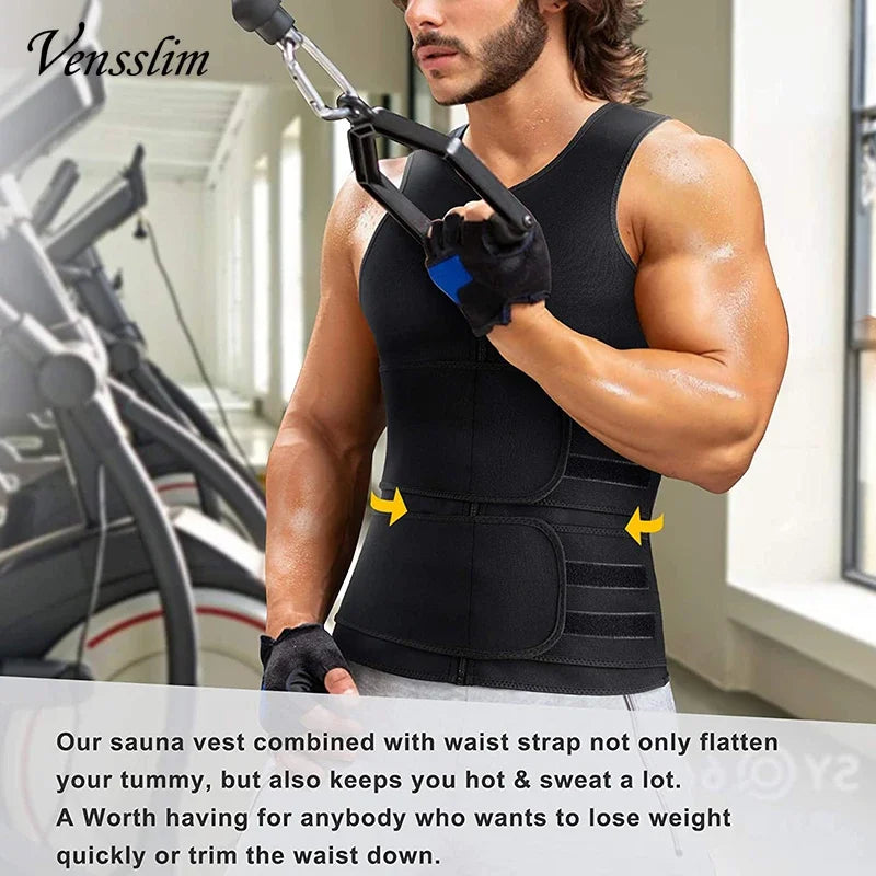 Vensslim Men Body Shaper Waist Trainer Vest Slimming Shirt Sauna Sweat Compression Undershirt Shapewear Fat Burner Workout Tops by Quickfindgoods