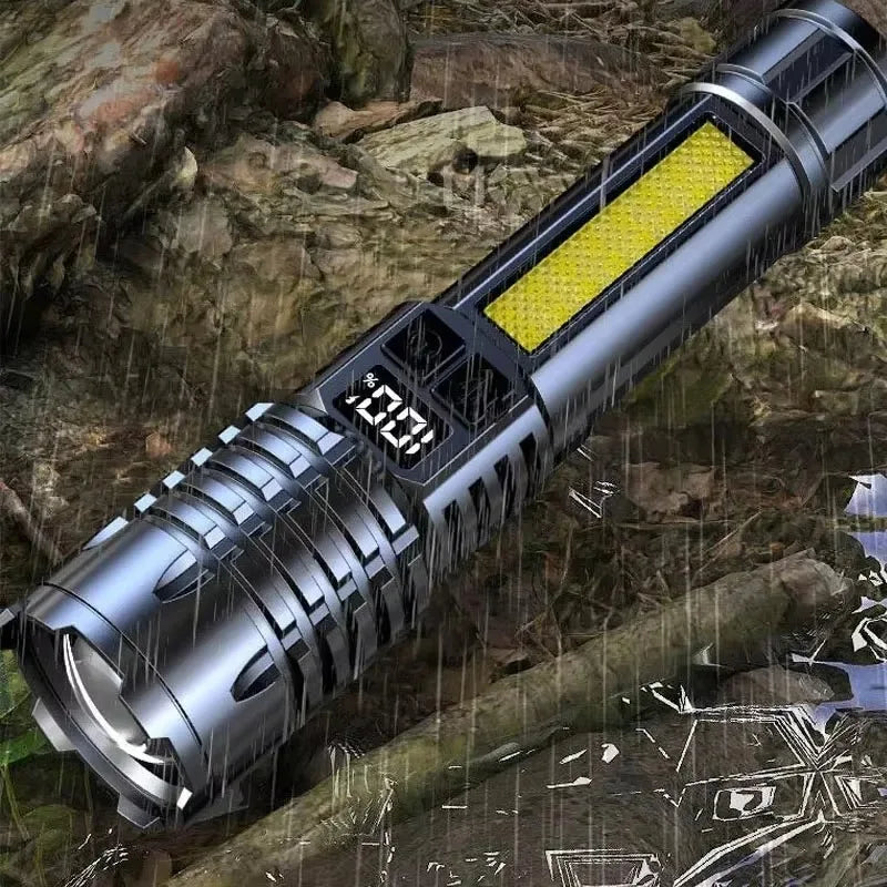 High Power LED Flashlight Powerful TYPE-C Rechargeable COB Flashlight With Side Light Torch For Outdoor Camping Hiking by Quickfindgoods