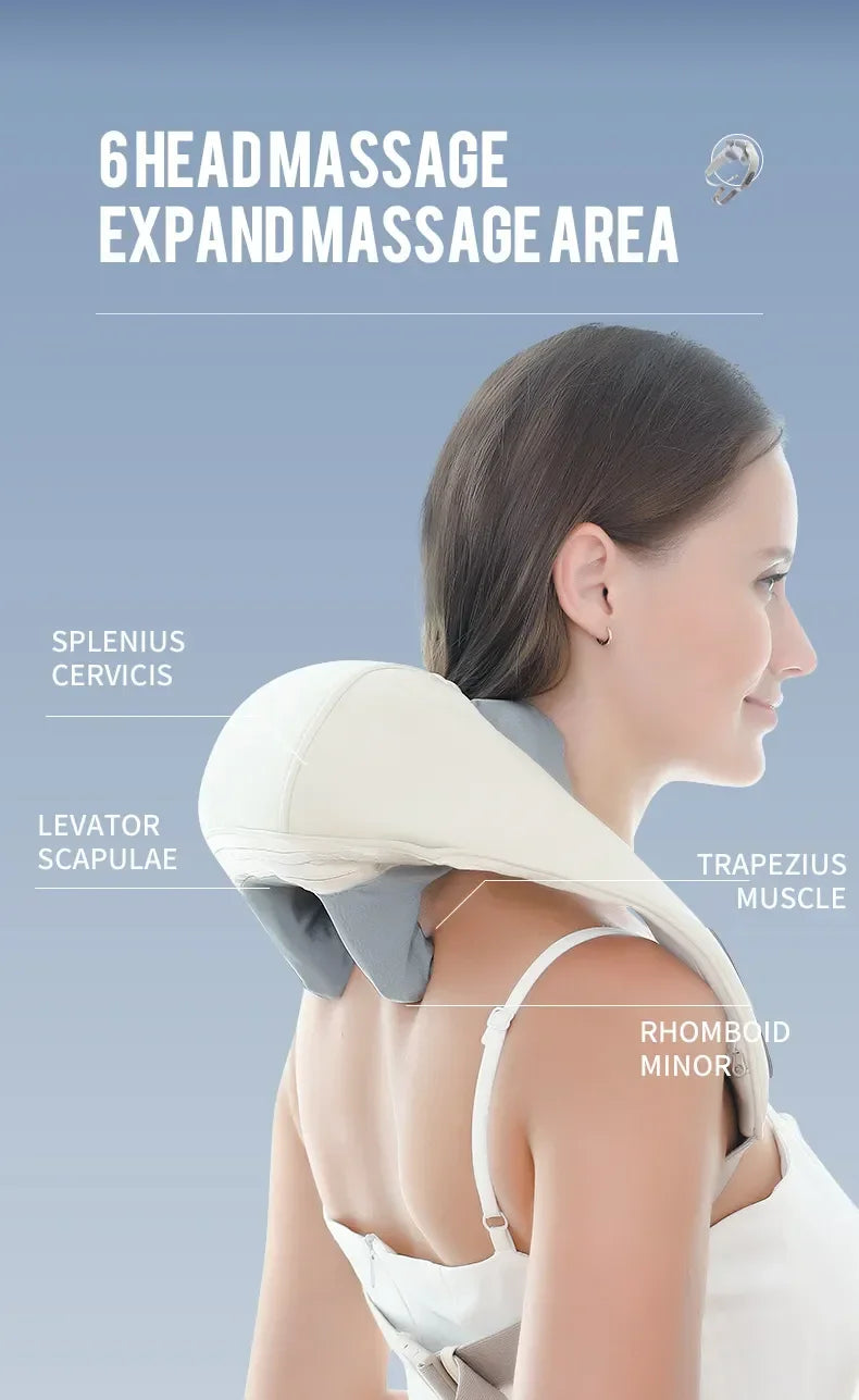 Electric Shoulder Kneading Massage Shawl Automatic Neck Back Massager Wireless Back Muscle Trapezius Relaxing Massage Pillow