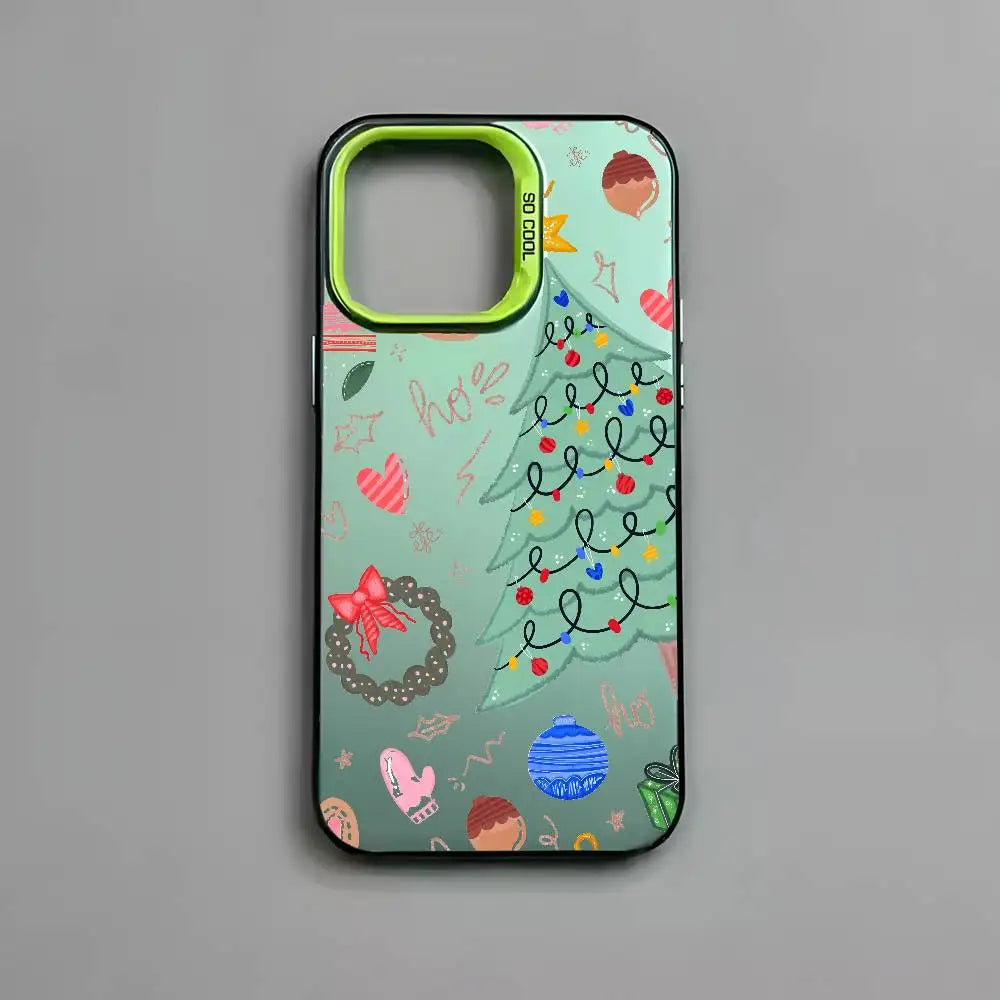 Christmas Tree Comic Version Phone Case For IPhone 17 16 15 14 13 12 11 Pro Max Air Multicolor Matte Laser Metallic Aurora Funda