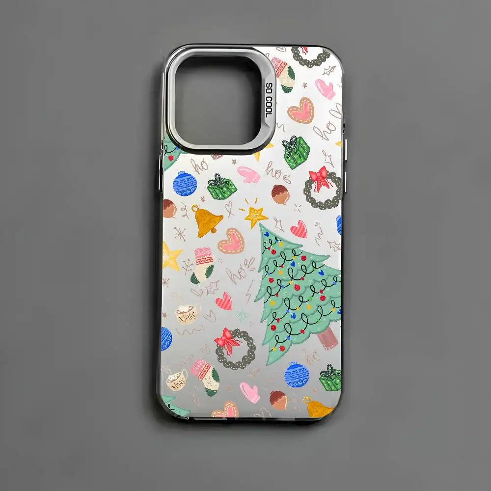 Christmas Tree Comic Version Phone Case For IPhone 17 16 15 14 13 12 11 Pro Max Air Multicolor Matte Laser Metallic Aurora Funda