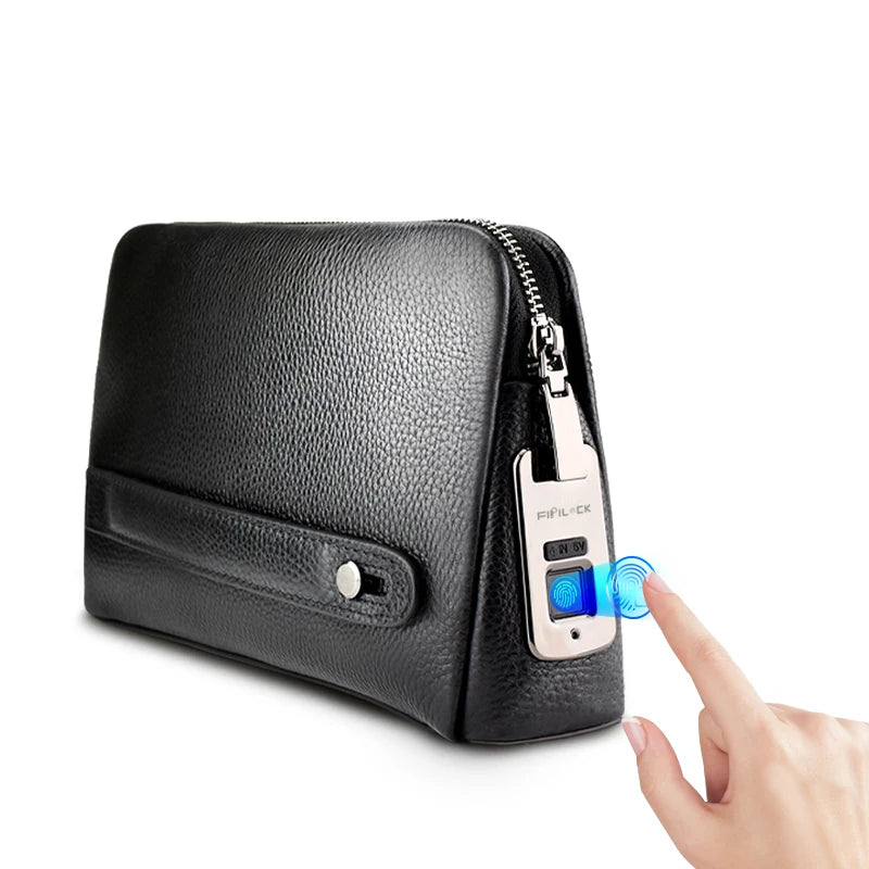 Man`s Fingerprint Lock Handbag Security Wallet by Quickfindgoods