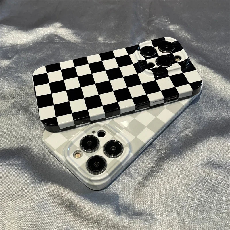 Simple Checkerboard Phone Case For IPHONE 16 15 14PRO MAX 13 13 PRO 13 PRO MAX 14 14PLUS 14PRO Acrylic Hard Mobile Phone Cases by Quickfindgoods