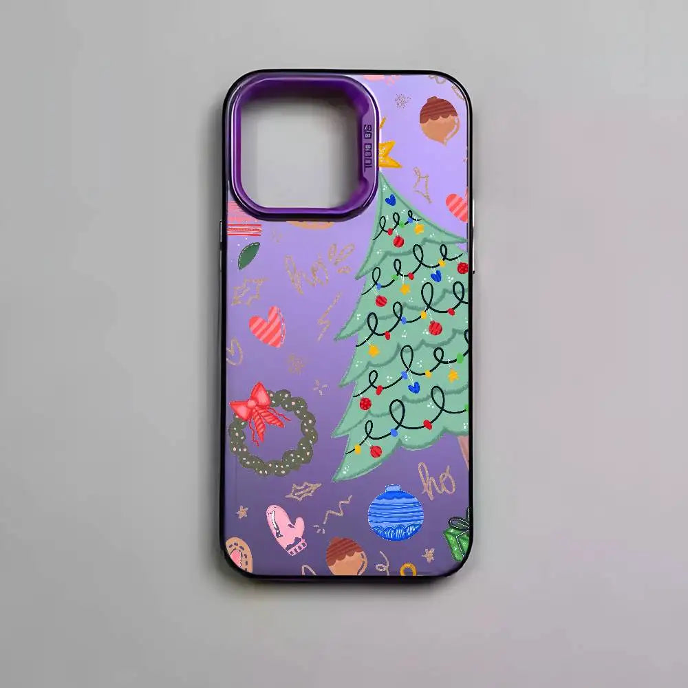 Christmas Tree Comic Version Phone Case For IPhone 17 16 15 14 13 12 11 Pro Max Air Multicolor Matte Laser Metallic Aurora Funda