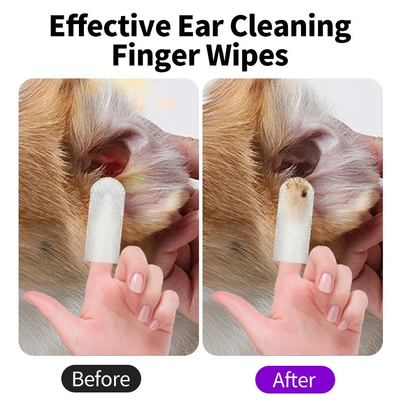Pet cleaning products Ear cleaning wipes Ear care fingertips Ear mite removal Cat and dog ear cleaning pet products by Quickfindgoods