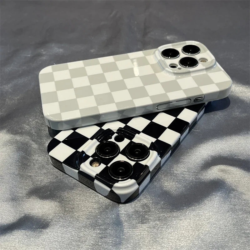 Simple Checkerboard Phone Case For IPHONE 16 15 14PRO MAX 13 13 PRO 13 PRO MAX 14 14PLUS 14PRO Acrylic Hard Mobile Phone Cases by Quickfindgoods