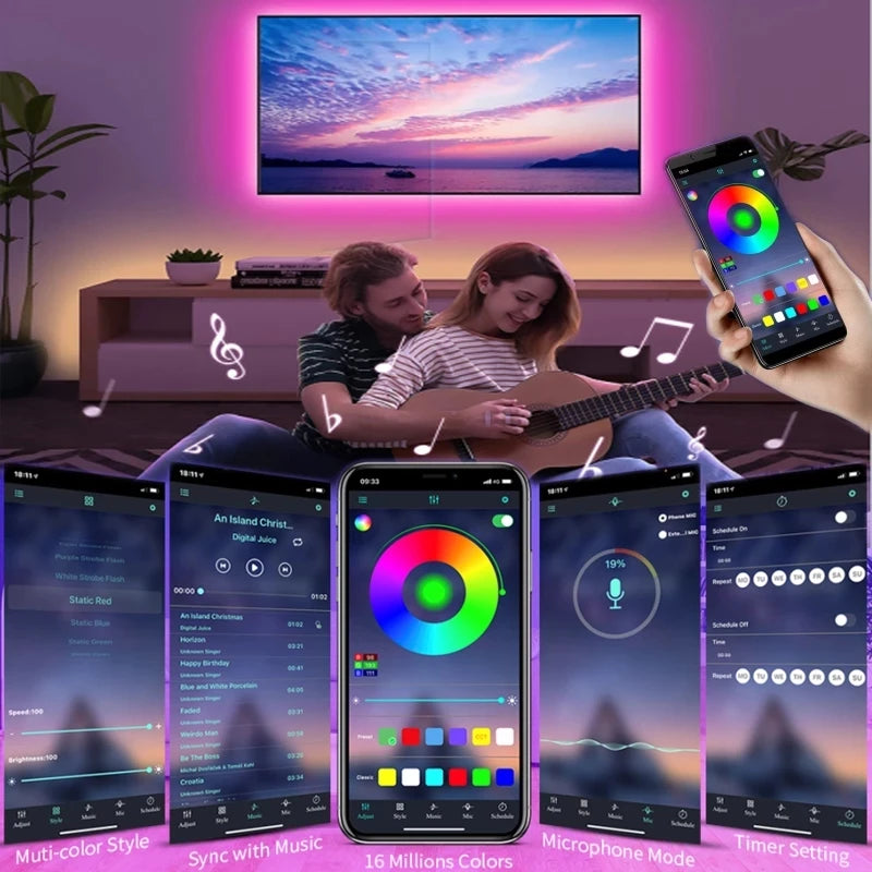 Usb Led Strip 5V 5050 Smart Led Light For Wall Room Bluetooth Wifi Alexa 15 20 Meter Rgb Tape Tv Backlight Led Ribbon Band Luces by Quickfindgoods
