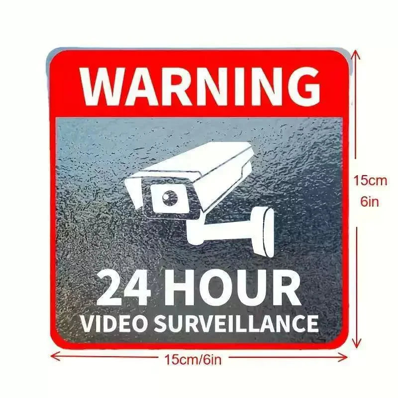 5/10Pcs/pack Waterproof Warning Security Sticker 24 Hour Video Surveillance Signs For Alarm Monitoring Fake Camera Accessories by Quickfindgoods