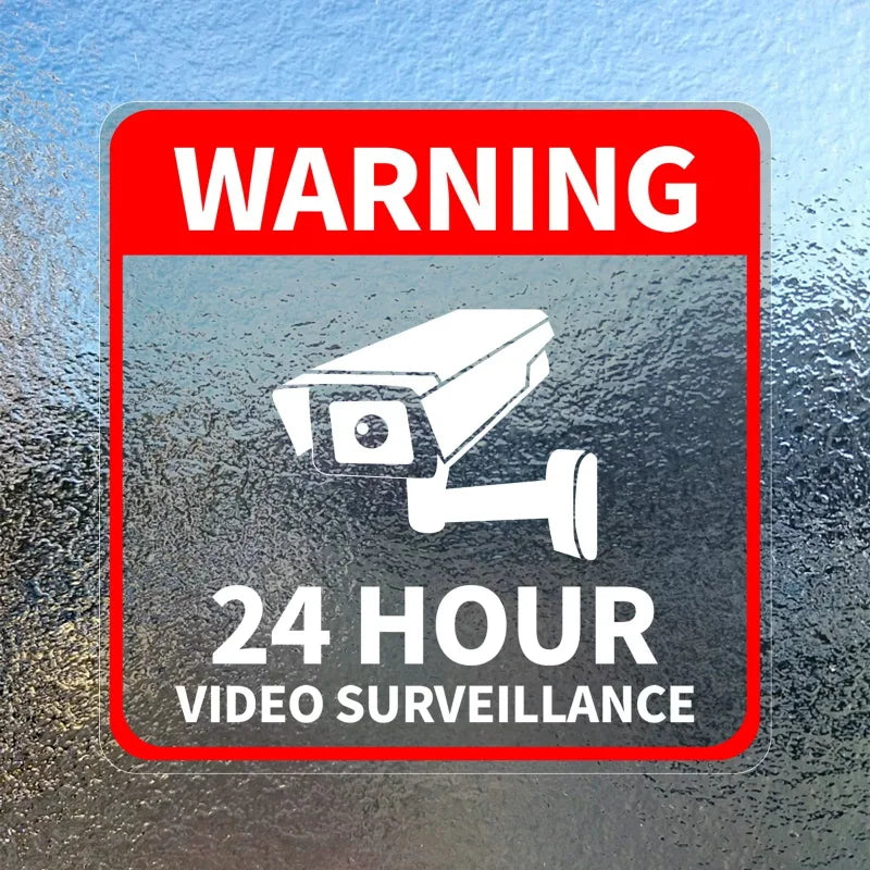 5/10Pcs/pack Waterproof Warning Security Sticker 24 Hour Video Surveillance Signs For Alarm Monitoring Fake Camera Accessories by Quickfindgoods