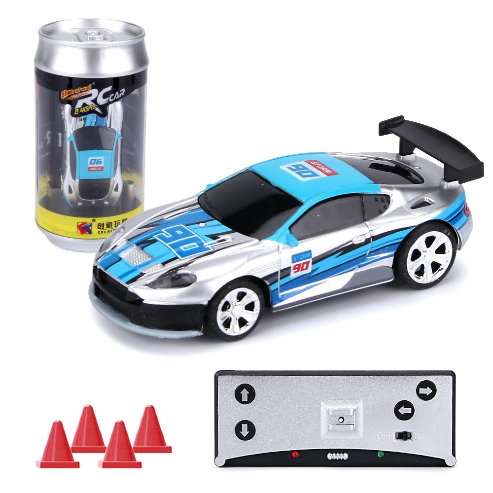 1:58 Remote Control MINI RC Car Battery Operated Racing Car PVC Cans Pack Machine Drift-Buggy Bluetooth radio Controlled Toy Kid