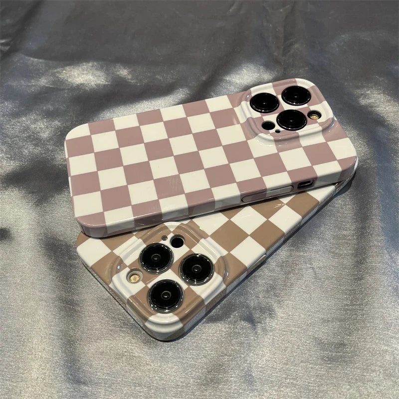 Simple Checkerboard Phone Case For IPHONE 16 15 14PRO MAX 13 13 PRO 13 PRO MAX 14 14PLUS 14PRO Acrylic Hard Mobile Phone Cases by Quickfindgoods