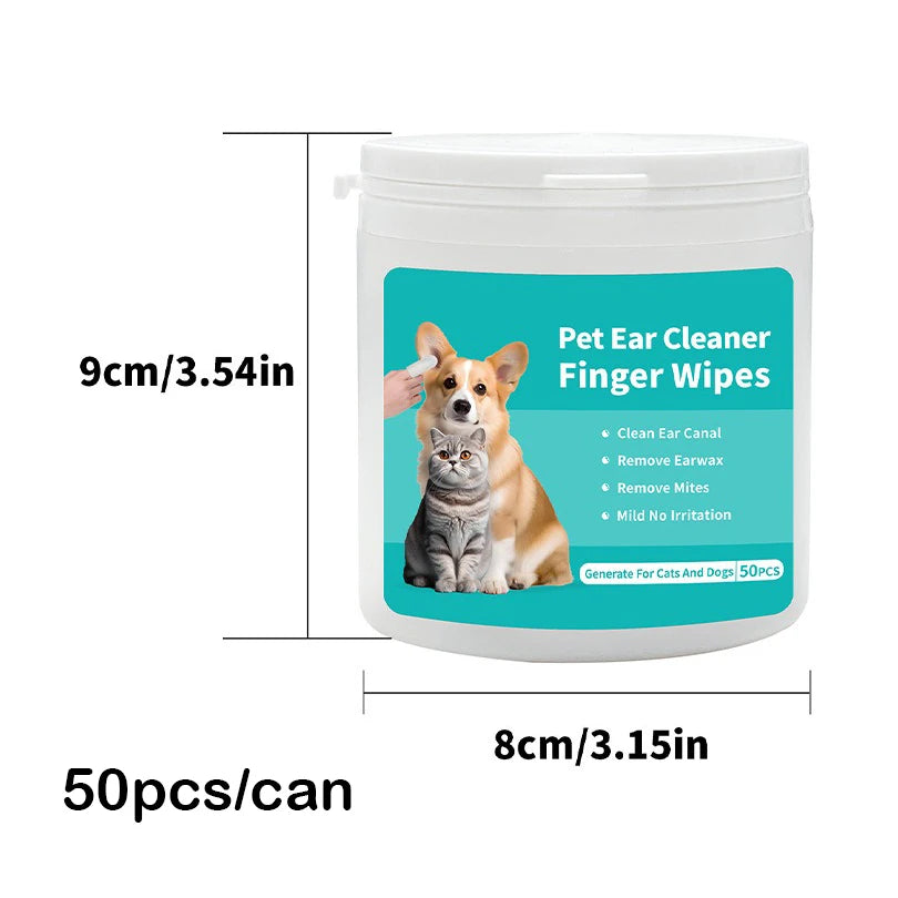 Pet cleaning products Ear cleaning wipes Ear care fingertips Ear mite removal Cat and dog ear cleaning pet products by Quickfindgoods