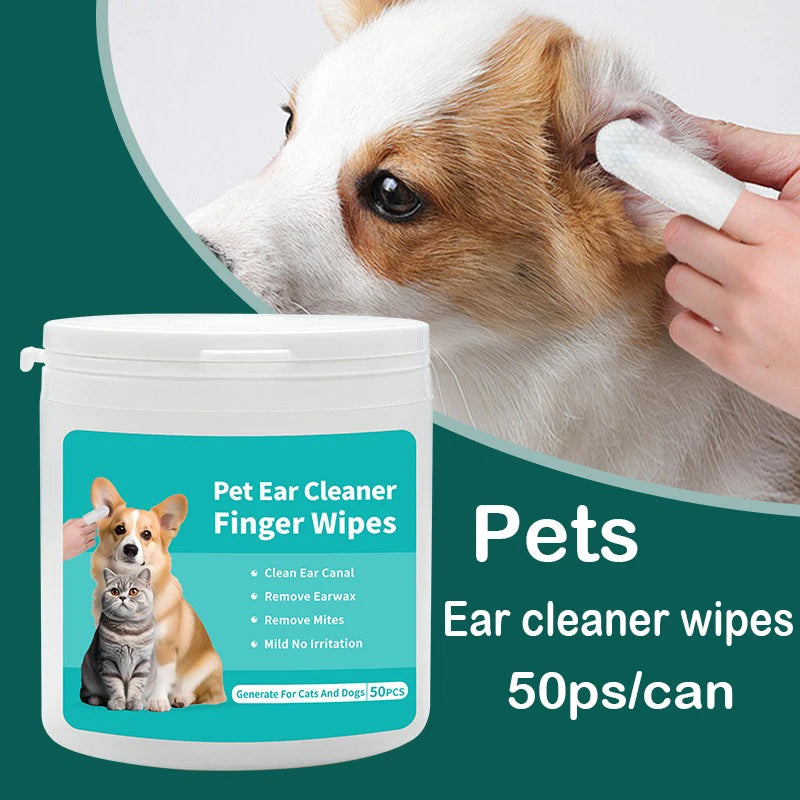 Pet cleaning products Ear cleaning wipes Ear care fingertips Ear mite removal Cat and dog ear cleaning pet products by Quickfindgoods