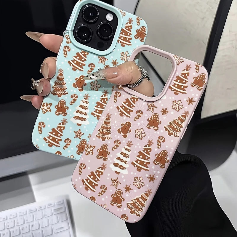 Christmas Phone Case For iPhone 17 11 13 12 15 14 16 Pro Max XS XR X 7 8 Plus 17 Air Snowman Christmas Tree Lychee Texture Cover