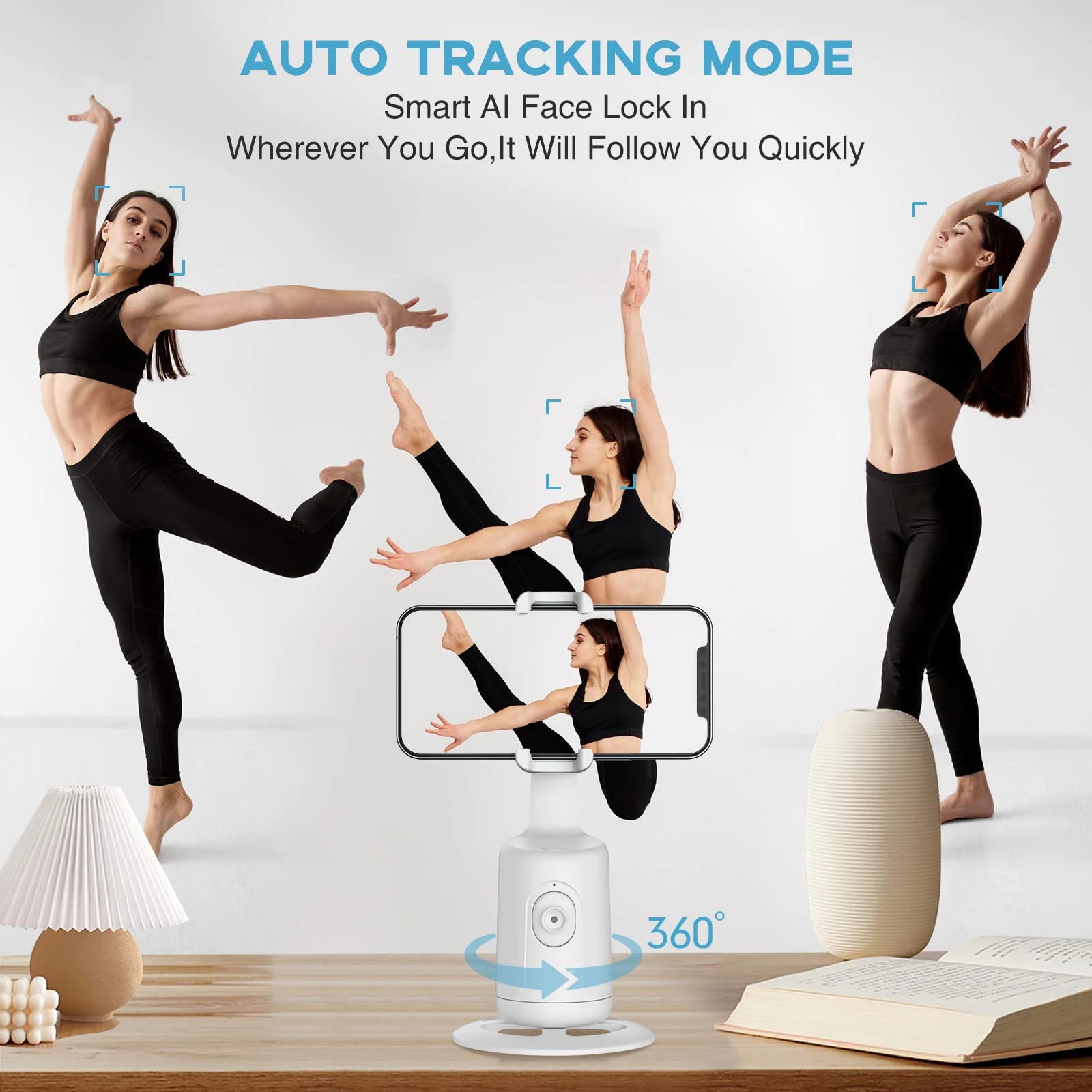 Auto Face Tracking Phone Holder 360° Rotation Motion