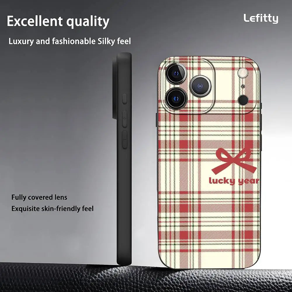 Christmas Stripes Phone Case For iPhone 17 16 15 14 13 12 11 Pro Max Plus Mini Black Frosted Soft Shell Funda