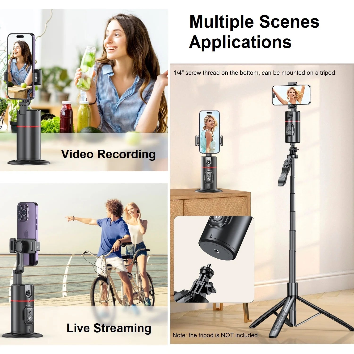 Auto Tracking Phone Holder Auto Face Tracking Tripod 360° Rotation, Smart AI