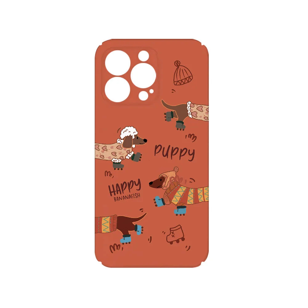 Orange Christmas Sausage Dog Phone Case for IPHONE 16 PRO MAX 14 13 12 11 PRO 15 Plus Acrylic TPU Two in One Mobile Phone Cases