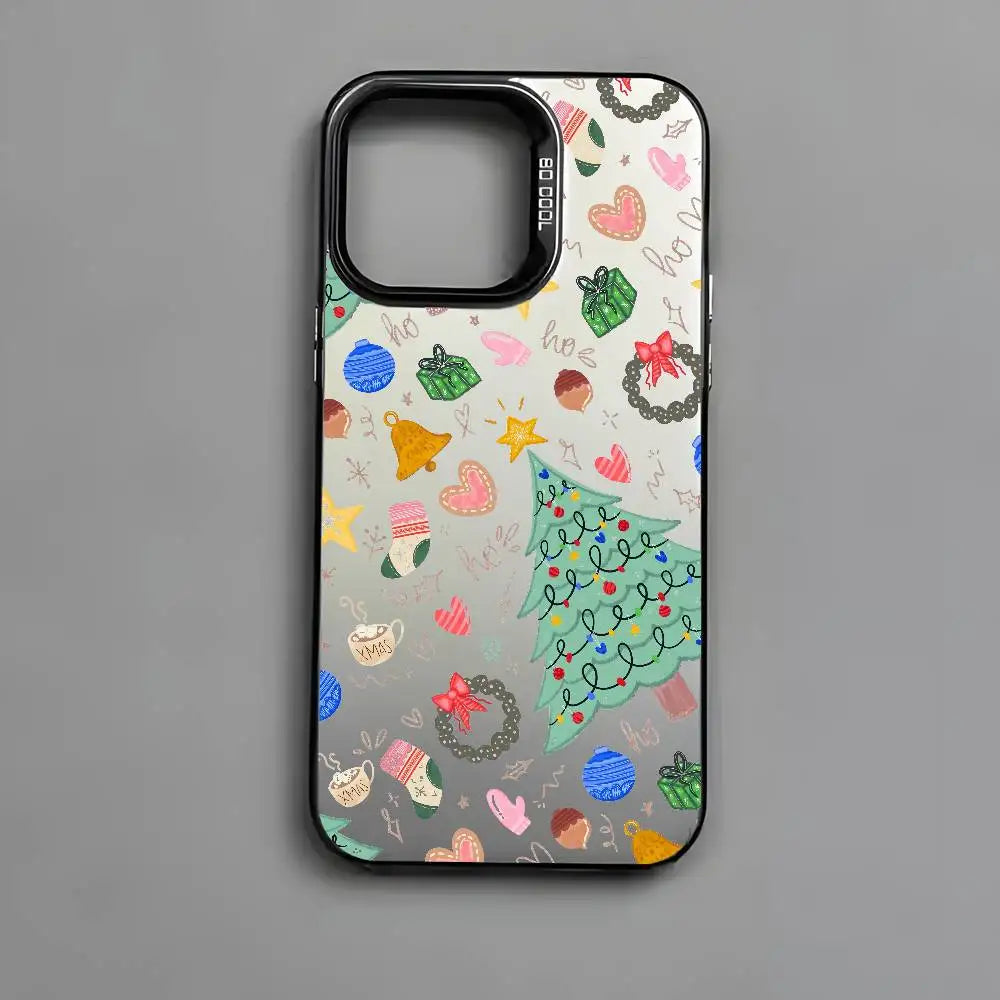 Christmas Tree Comic Version Phone Case For IPhone 17 16 15 14 13 12 11 Pro Max Air Multicolor Matte Laser Metallic Aurora Funda